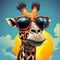 Ultra Cartoon Giraffe With Bad Attitude And Cool Accessories