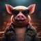 Ultra Cartoon Pig With Attitude: Concept Art In Neon Realism