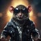 Ultra Cartoon Rat: A Charming And Badass Character In Sunglasses And Leather Jacket