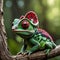 Ultra Cute Baby Chameleon in Green Black Plaid Pattern