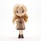 Ultra Detailed Anime Figure With Charming Blonde Hair In Brown Dress