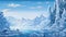 Ultra Detailed Cartoon Scenery: Icy Landscape With Mountains And Water