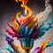 ultra detailed close-up view of a colorful smoke explosion