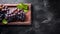 Ultra-detailed Grape Stock Photo On Dark Gray Stone Background