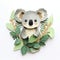 Ultra Detailed Paper Koala Sculpture With Soft Watercolour Accents