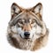 Ultra-detailed Wolf Portrait On White Background