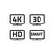 Ultra hd 4k smart tv format television icons, 3d video