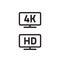Ultra hdtv 4k, full hd television icons line outline style