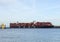 Ultra-large Container Ship AL MURAYKH on Elbe river near Hamburg