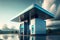 Ultra-modern hydrogen gas station stands tall in open spacious area, future of eco-friendly fuel. sleek lines and