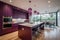 Ultra modern purple kitchen showcased in stunning photography, sleek design