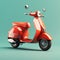 Ultra Realistic 3d Illustration Of Streamlined Red Vespa Moped