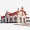 Ultra Realistic 3d Train Depot In Lisbon With White Background
