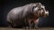 Ultra Realistic 4d Rendering Of Climbing Hippopotamus On Dark Background