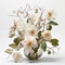 Ultra-realistic 4k Silk Flower Arrangement: White Vase With Soft Renderings