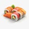 Ultra Realistic 4k Sushi: Photorealistic 3d Rendering On White Background