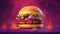 Ultra-realistic Beyond Burger On Explosive Purple Background