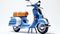 Ultra Realistic Blue And Orange Metal Scooter On White Background