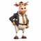 Ultra Realistic Cartoon Cow In Suit Inventive Character Design