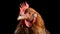 Ultra-realistic Close-up Of Hen On Black Background