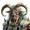 Ultra Realistic Demon Portrait With Long Horns - Photorealistic Decay And Decayed Rendering