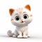 Ultra Realistic Disney-style Cartoon White Cat With Big Eyes