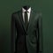 Ultra Realistic Green Dress Suit On Minimalistic Dark Green Background