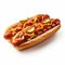Ultra-realistic Hotdog Photography: Tilt-shift Style With New Slices On White Background