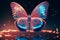 Ultra realistic image of a beautiful spectral light pink butterfly with transparent