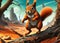 An ultra-realistic image of a squirrel in the ruins of the post-apocalyptic planet Mars,