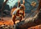 An ultra-realistic image of a squirrel in the ruins of the post-apocalyptic planet Mars,