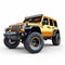 Ultra Realistic Orange Jeep With Bold Structural Designs