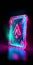 Ultra realistic poker card Joker multicolore neon effect energy.Generative AI