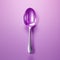 Ultra Realistic Silver Spoon On Purple Background