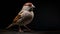 Ultra-realistic Sparrow Standing On Black Background - 4k Rendering