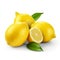 Ultra Realistic Three Lemon Illustration On White Background