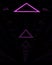 ultra tall bright triangular outlined design in vivid purple on a black background