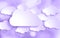 Ultra Violet glitter bokeh background with set of paper clouds.
