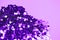 Ultra violet glitter hearts. Bright and festive st. valentine`s greeting concept