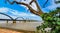 Ultra wide image of Scenic Arch Railway bridge across the Godavari river, Rajahmundry, Andhrapradesh, India