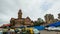 Ultra Wide shot of Crawford Market Building Structure and Masjid Bunder Market Buildings Of Mumbai, India