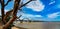 Ultra wide view of Arch Railway bridge across the Godavari river in Rajahmundry, Andhrapradesh, India