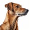 Ultradetailed Portrait Of A Large Brown Dog On White Background