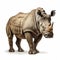 Ultradetailed Sideview Rhino: Realistic Rendering On White Background