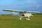 Ultralight aircraft on grass