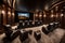 An ultramodern, high-tech home theater with custom acoustic paneling,