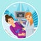 Ultrasound Diagnostics Flat Vector Illustration