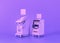 Ultrasound machine and vitals monitor, Medical equipment in flat monochrome purple room, 3d rendering