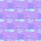 Ultraviolet iridescent fish pattern background. Modern digital lavender peri purple under the sea fishes texture