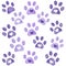 Ultraviolet paw print with hearts background